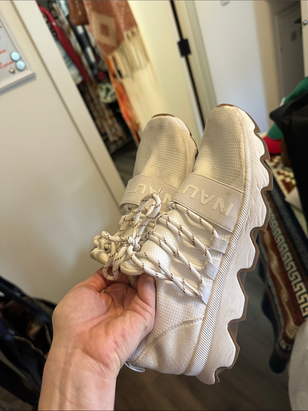 Nautica Cream Knit Platform Athletic Sneaker